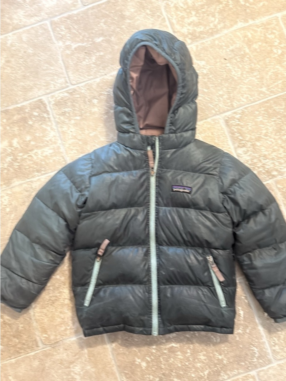 Patagonia Kids' Hooded Puffer Jacket - Olive Green